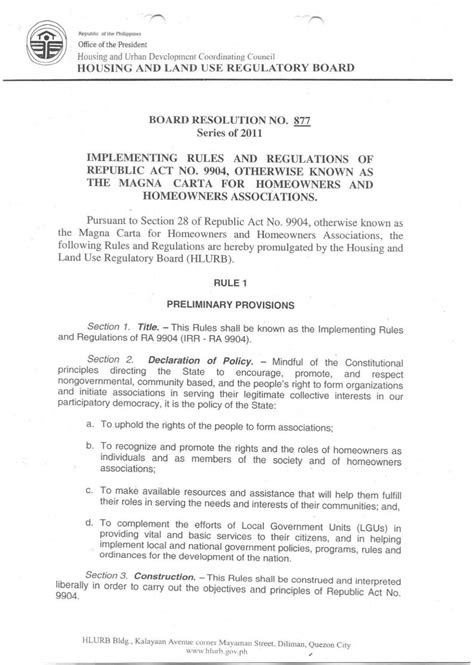 ra 9904 irr|HLURB Administrative Order No. 03.